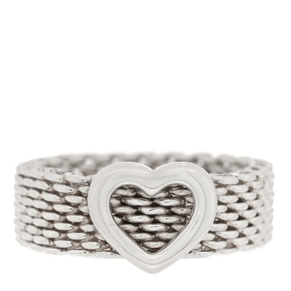 Tiffany Sterling Silver Somerset Mesh Heart Ring 52 6 1 of 4
