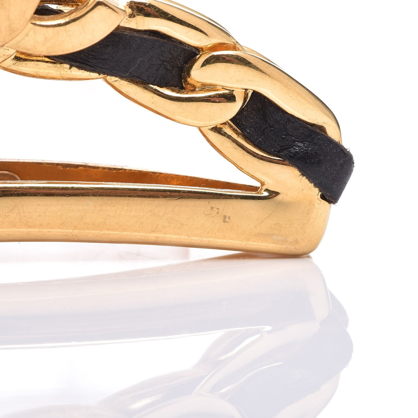 Lambskin CC Hair Clip Black Gold