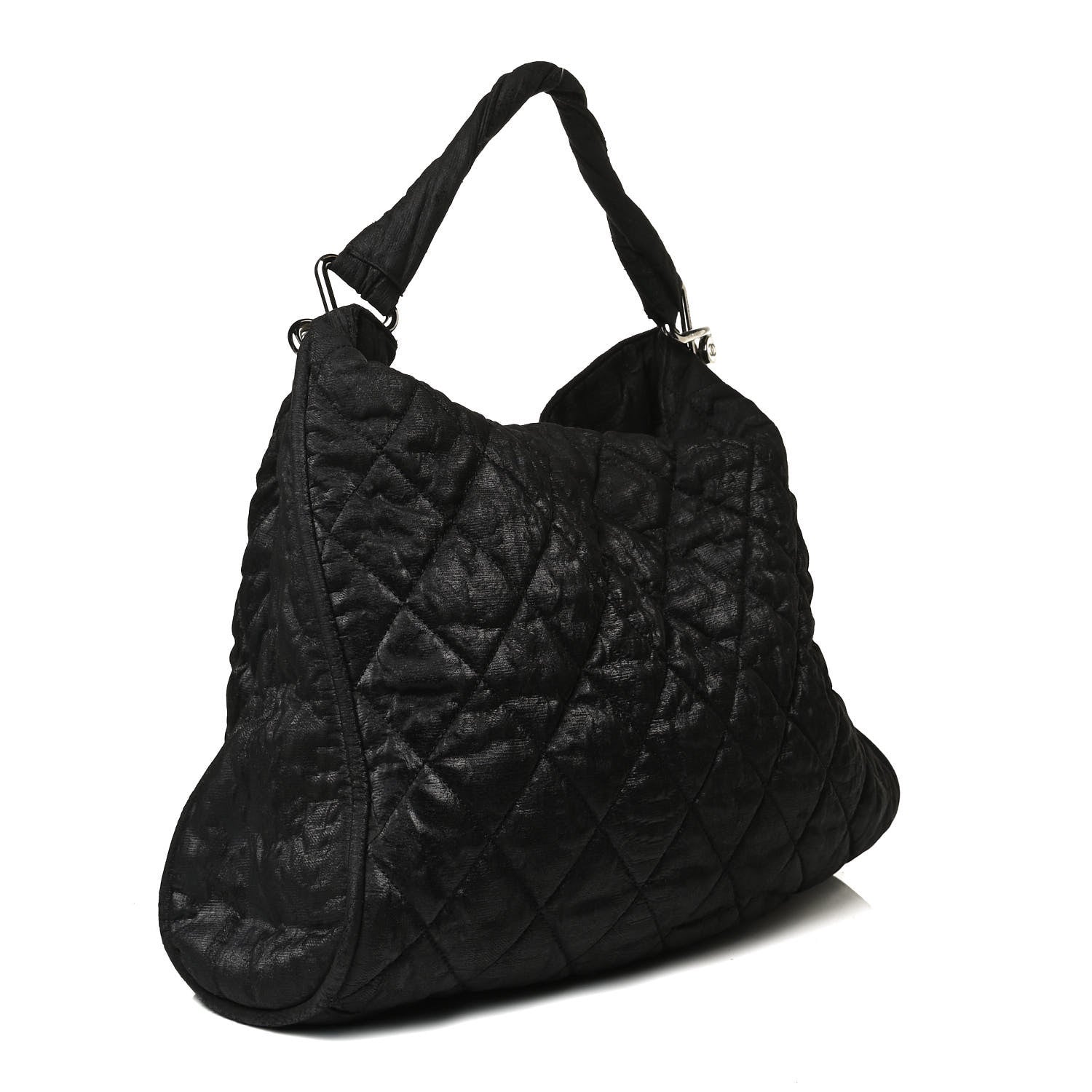 Chanel Crinkled Coated Canvas Le Marais Hobo Black 2 of 20