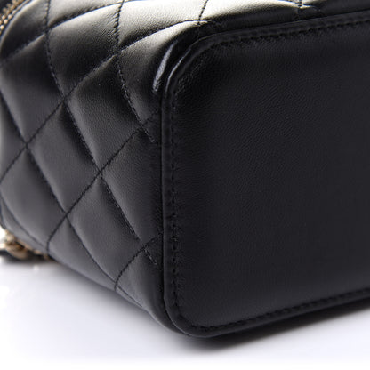Chanel Lambskin Quilted Small Top Handle Vanity Case With Chain Black 10 of 12