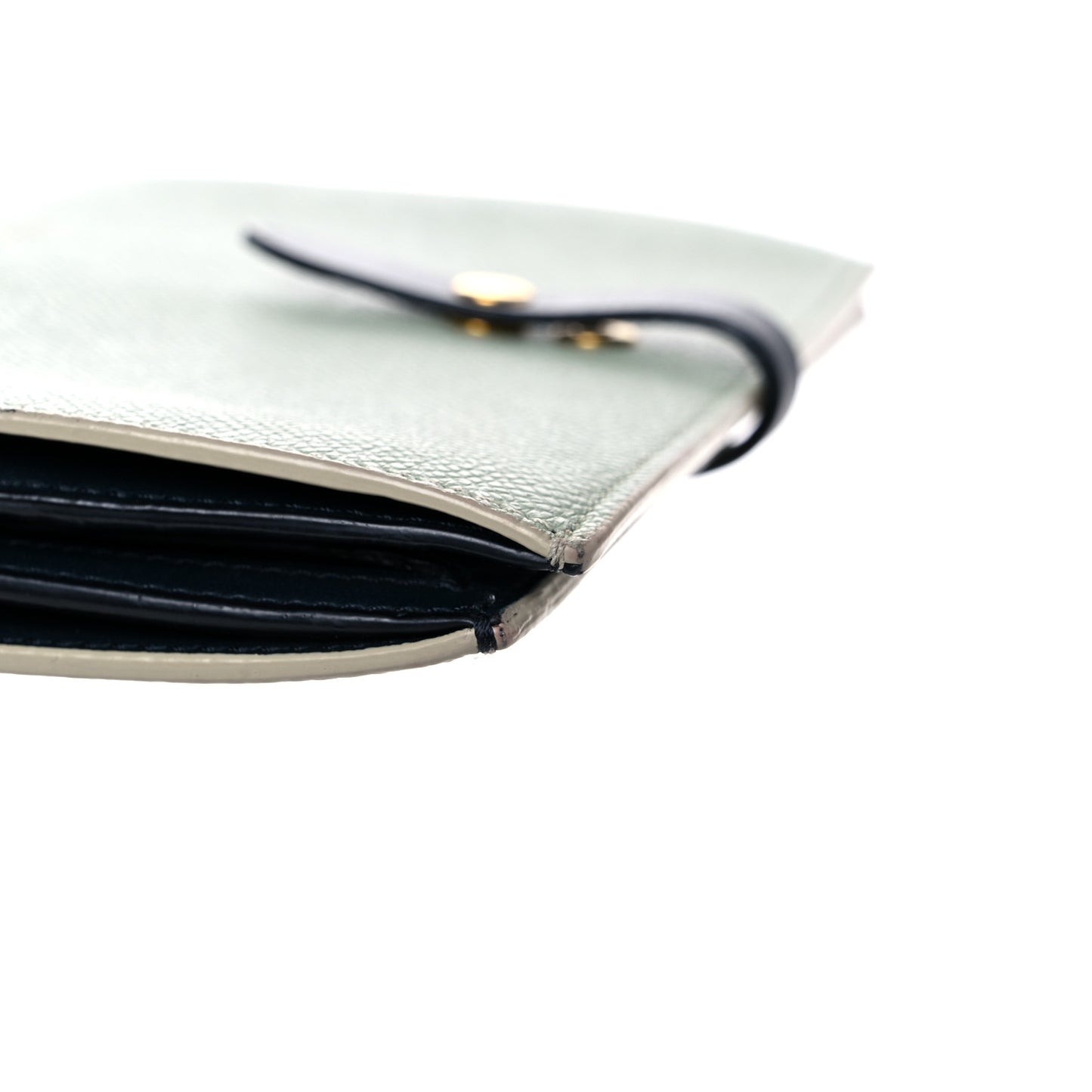 Grained Calfskin Large Multifunction Strap Wallet Pistachio