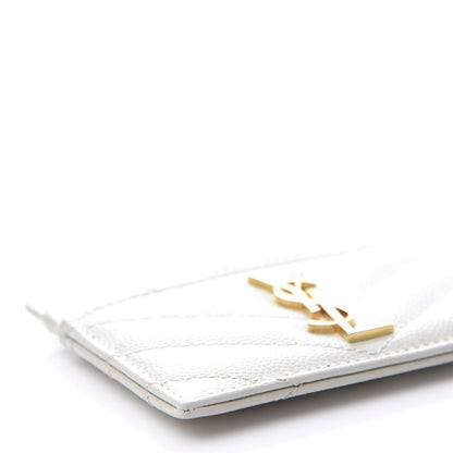 Saint Laurent Grain De Poudre Matelasse Chevron Monogram Credit Card Case Blanc Vintage 7 of 8