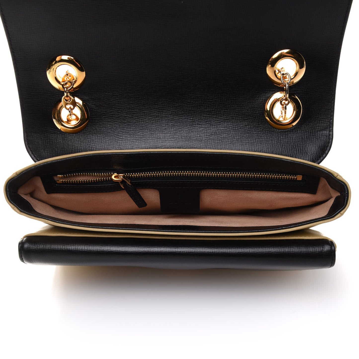 Azalea Calfskin Bi-Color Small Marina Chain Shoulder Bag Beige Black