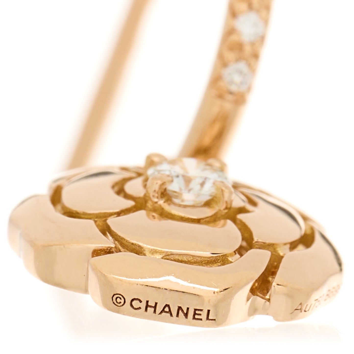 18K Rose Gold Diamond Extrait de Camelia Drop Earrings