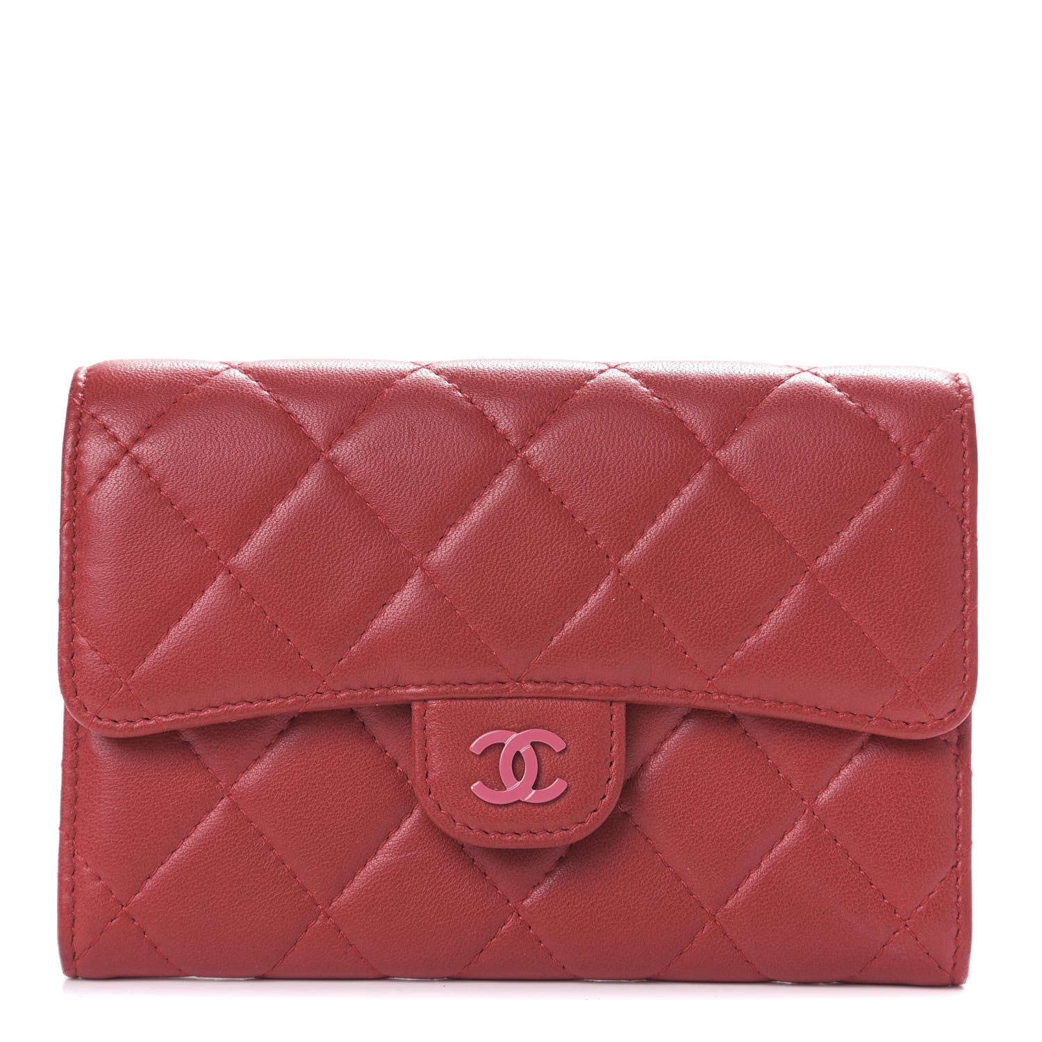 Chanel Lambskin Quilted Small Flap Wallet Red 1 of 7