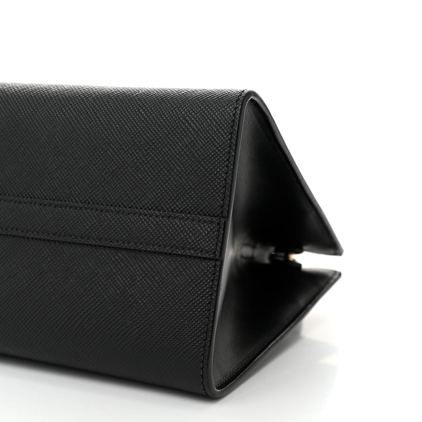 Saffiano Cuir Calfskin Small Monochrome Top Handle Tote Black