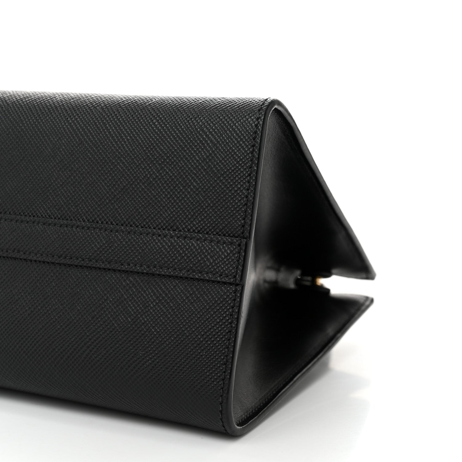 Prada Saffiano Cuir Calfskin Small Monochrome Top Handle Tote Black 9 of 9