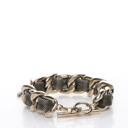Chanel Ruthenium Mesh CC Chain Bracelet Light Gold 3 of 6