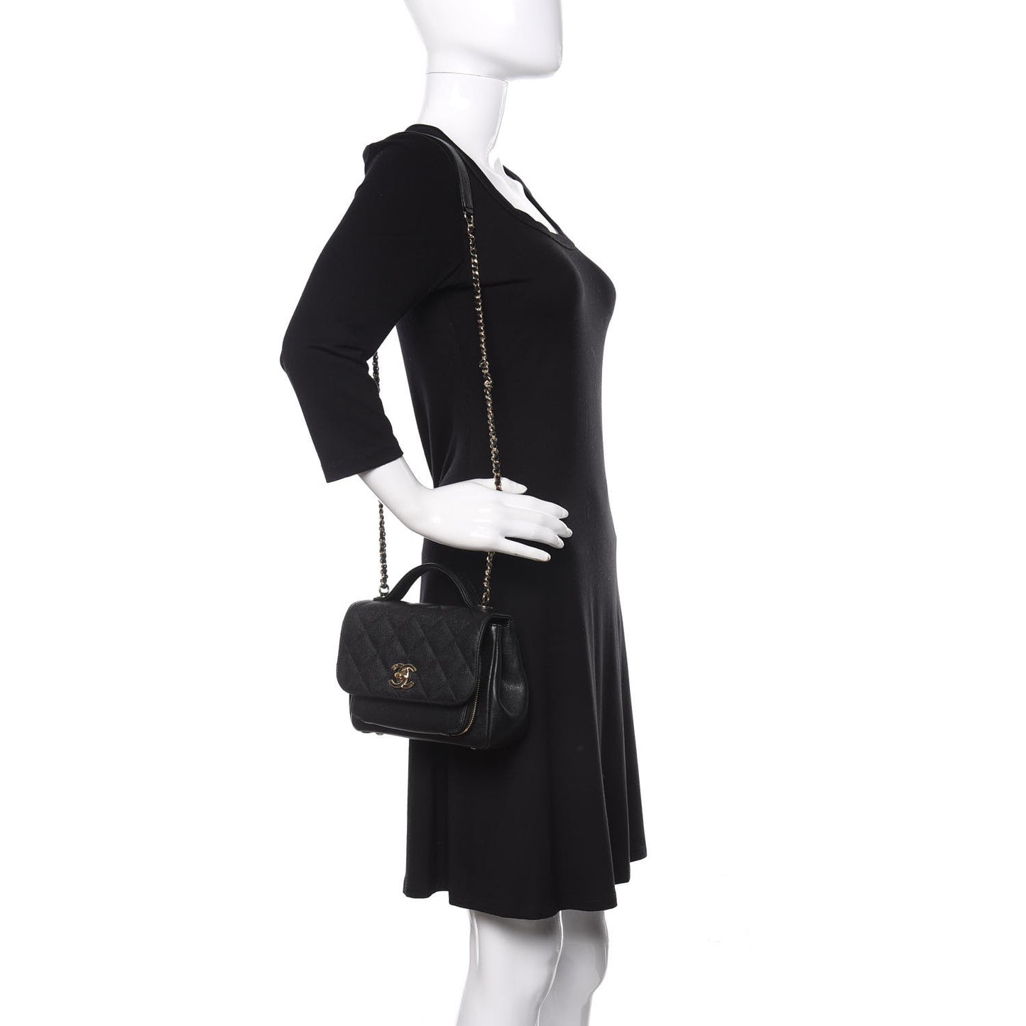 Caviar Quilted Small Business Affinity Flap Black