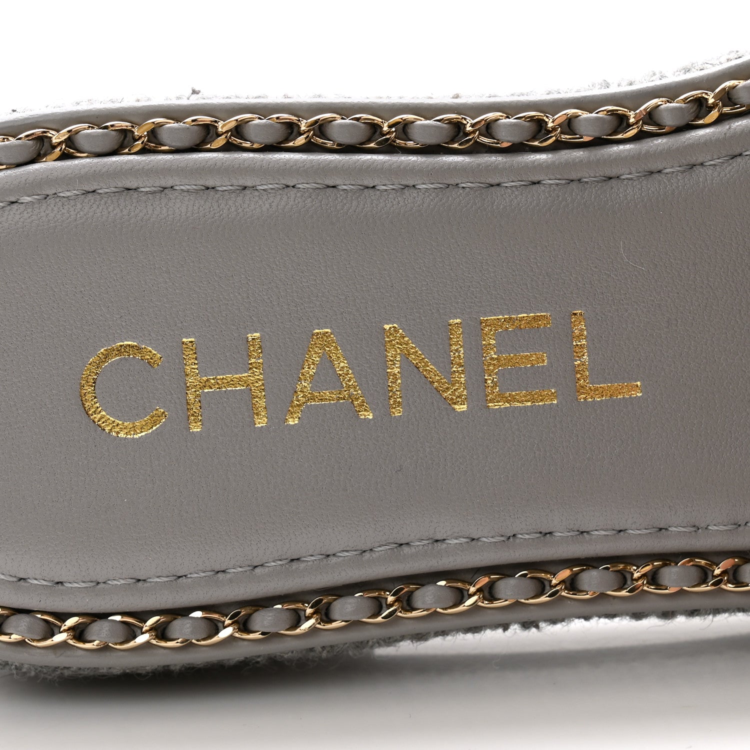 Chanel Wool Alpaca Chain CC Slide Sandals 37 Gray 6 of 9