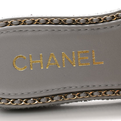 Chanel Wool Alpaca Chain CC Slide Sandals 37 Gray 6 of 9