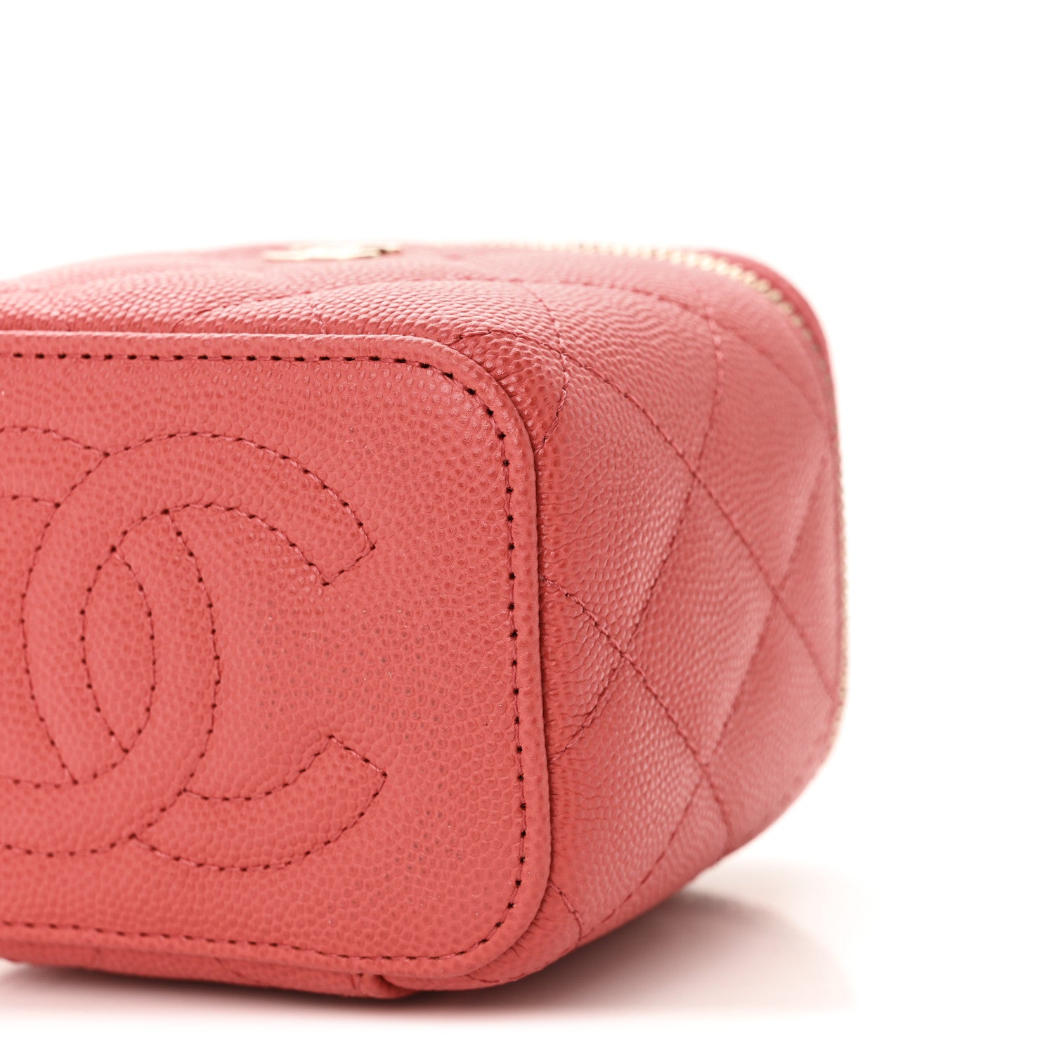 Chanel Caviar Quilted Mini Vanity Case With Chain Dark Pink 11 of 11