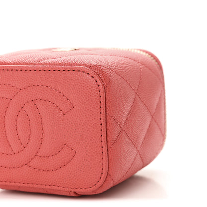 Chanel Caviar Quilted Mini Vanity Case With Chain Dark Pink 11 of 11
