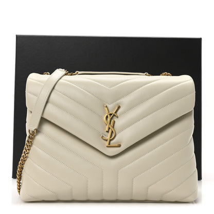 Saint Laurent Calfskin Y Quilted Monogram Medium Loulou Chain Satchel Crema Soft 11 of 11