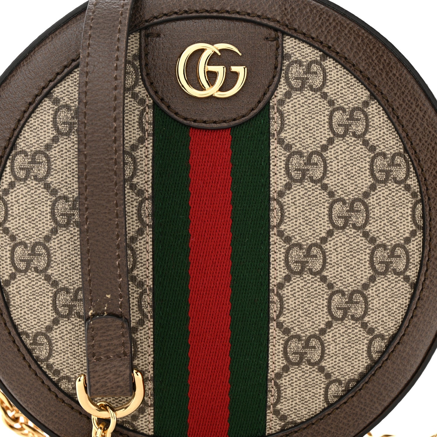 Gucci GG Supreme Monogram Web Mini Ophidia Round Shoulder Bag Brown 8 of 11