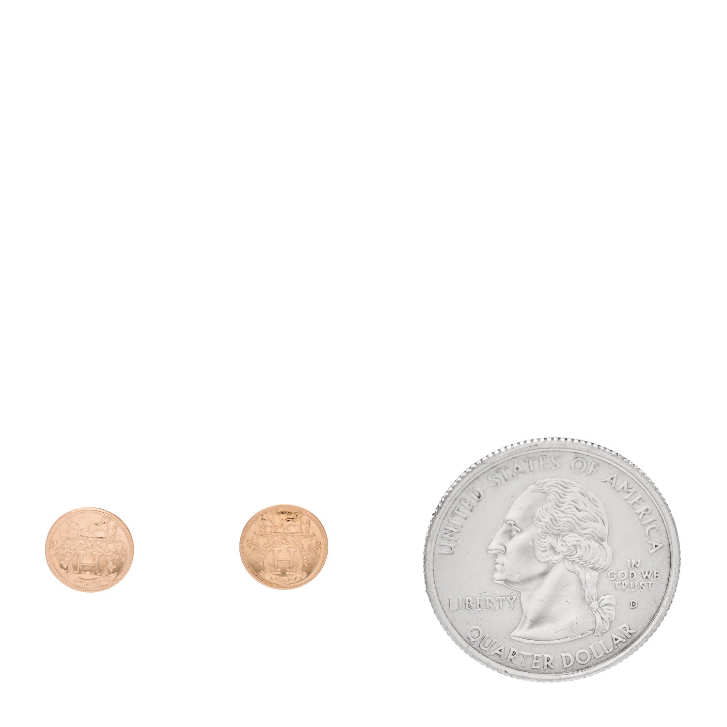 Hermes 18K Rose Gold TPM Ex-Libris Stud Earrings 2 of 5