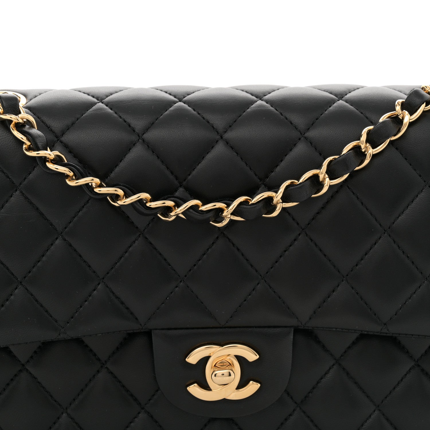 Chanel Lambskin Quilted Medium Double Flap Black 8 of 11
