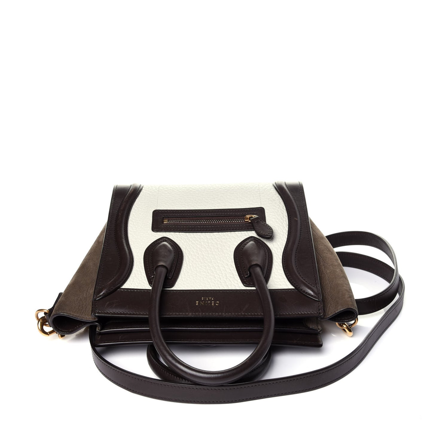 Bullhide Calfskin Suede Nano Tri-Color Luggage White