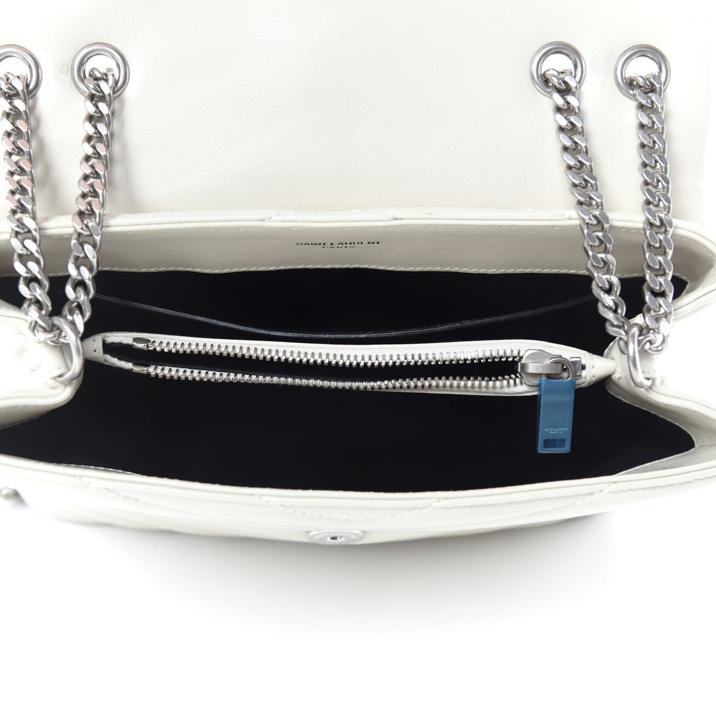 Calfskin Y Quilted Monogram Small Loulou Chain Satchel Ivory