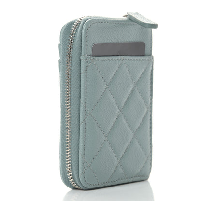 Chanel Caviar Quilted Zip Card Holder Light Blue 2 of 17