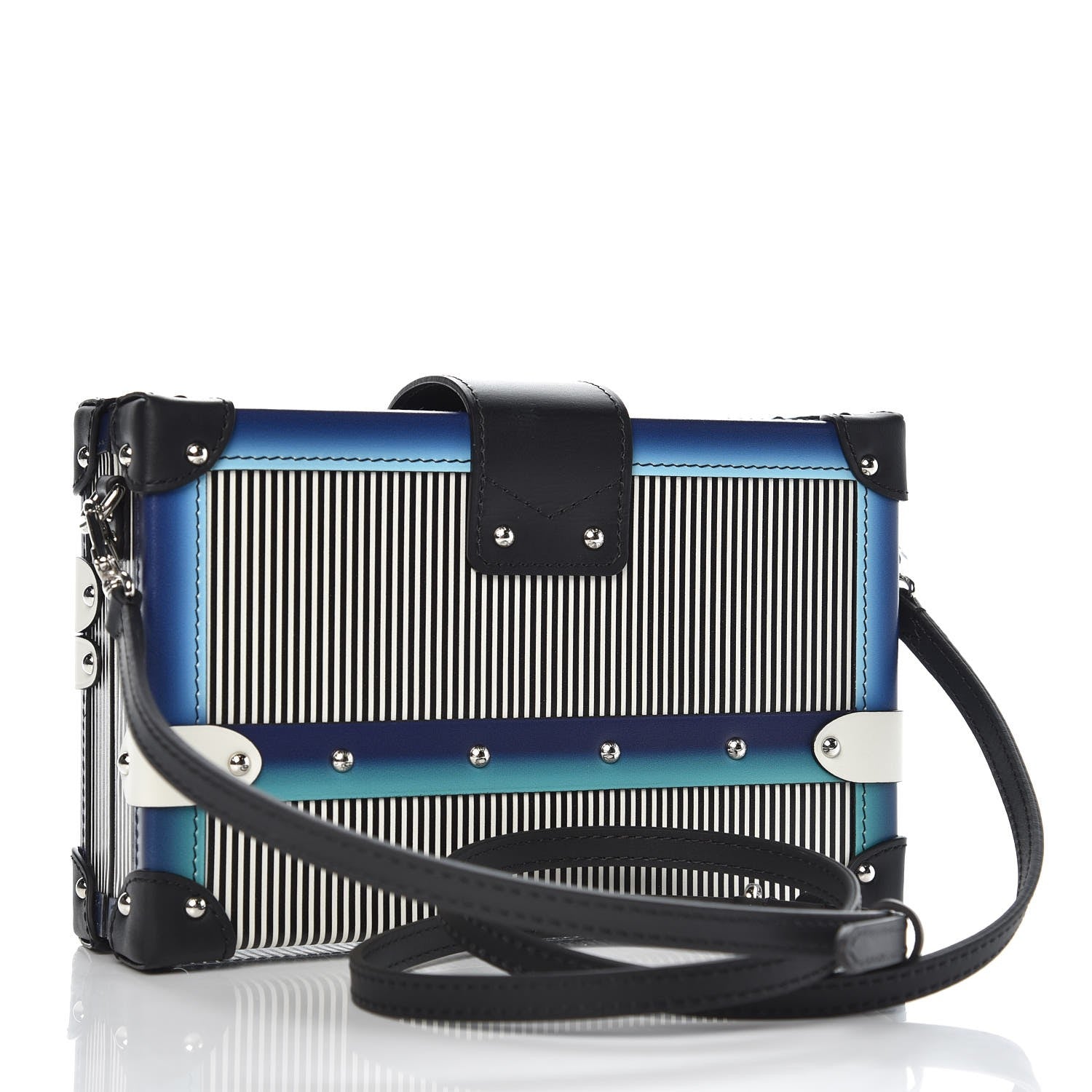 Louis Vuitton Calfskin Printed Petite Malle Blue 3 of 9