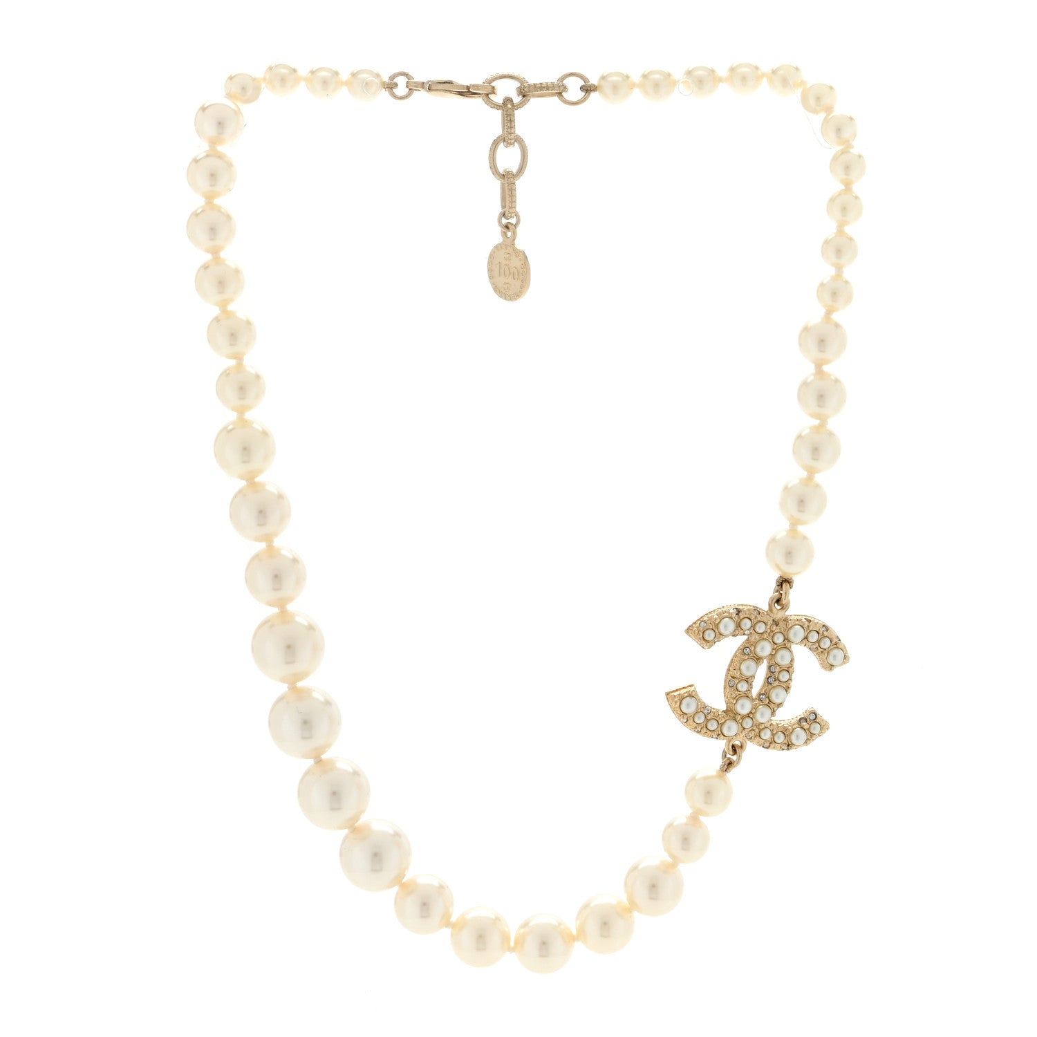 Chanel Pearl CC 100th Anniversary Necklace Light Gold 2 of 4