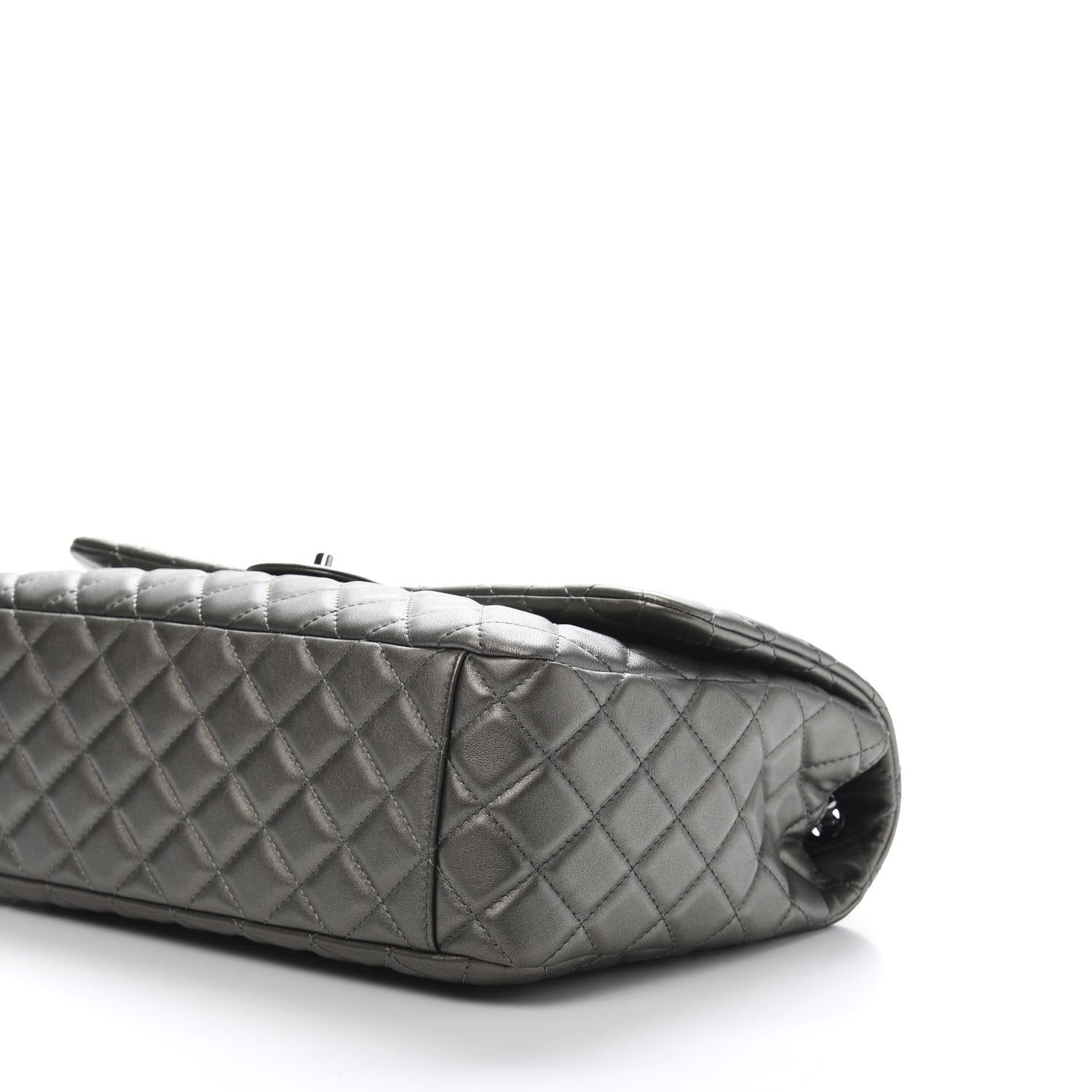 Chanel Metallic Calfskin Quilted Small XXL Travel Flap Bag Dark Silver 9 of 11