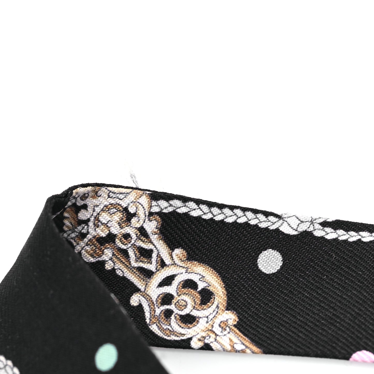 Silk Les Cles A Pois Doll Twilly Black Beige Rose