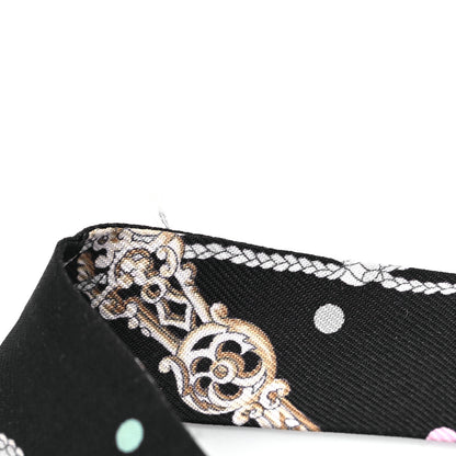 Hermes Silk Les Cles A Pois Doll Twilly Black Beige Rose 4 of 5