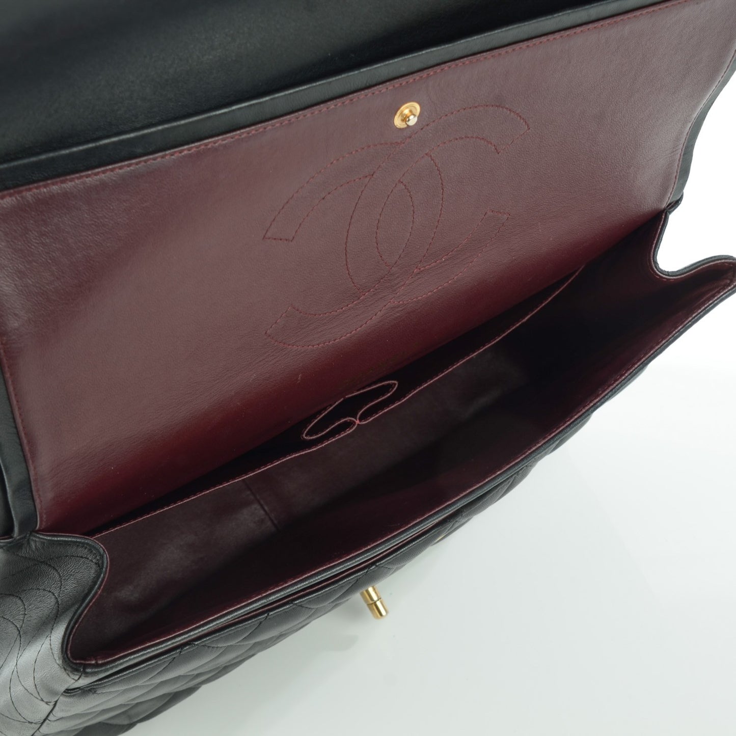 Lambskin Quilted Maxi Double Flap Black
