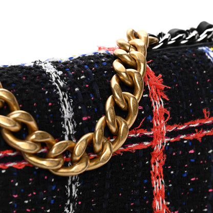 Chanel Tweed Quilted Medium Chanel 19 Flap Black Multicolor 11 of 12