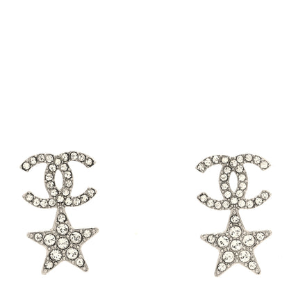 Chanel Crystal CC Star Earrings Silver 1 of 5