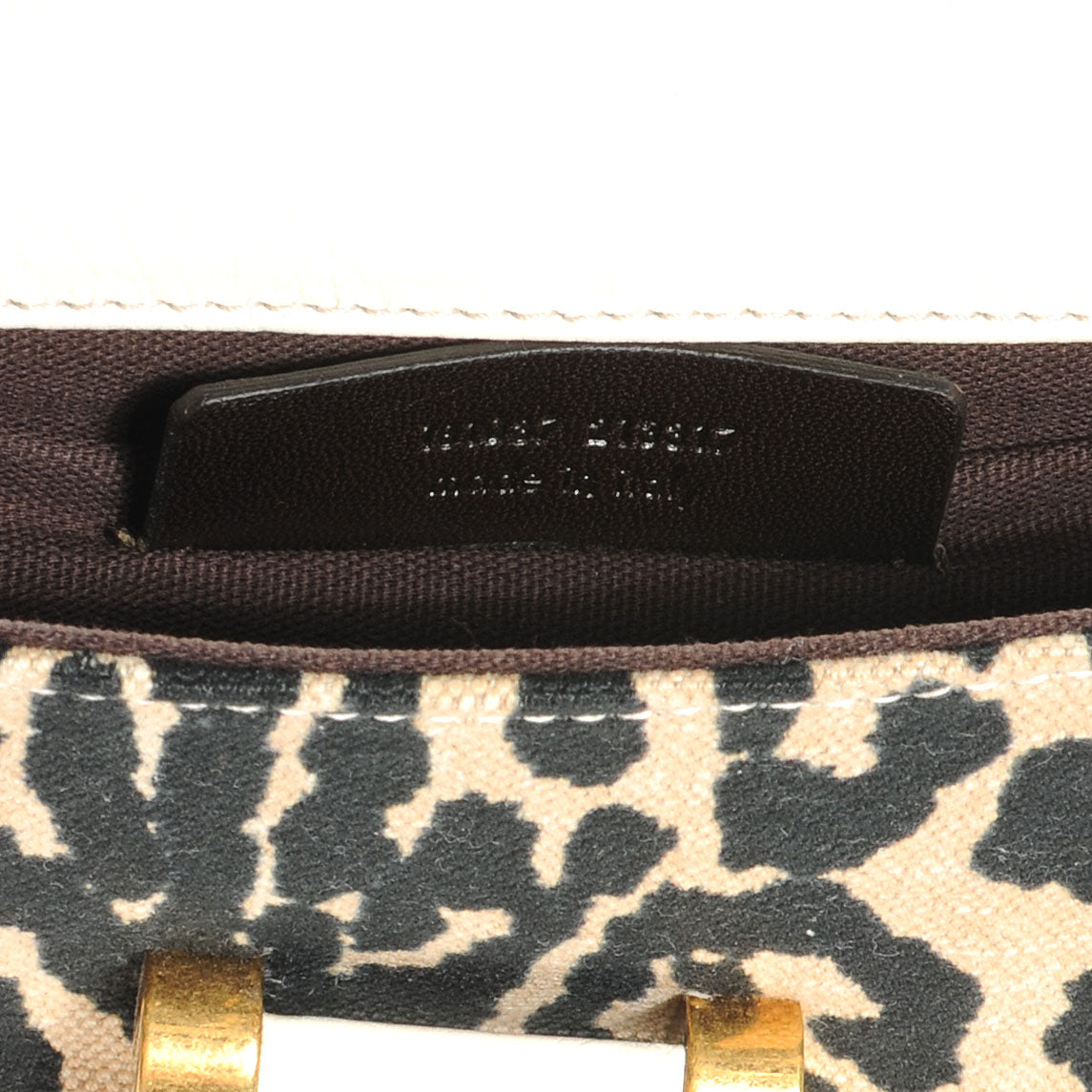Printed Canvas Leopard Muse Clutch