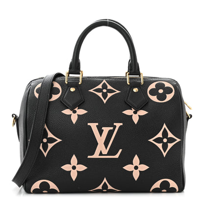 Louis Vuitton Empreinte Monogram Giant Speedy Bandouliere 25 Black Beige 1 of 11