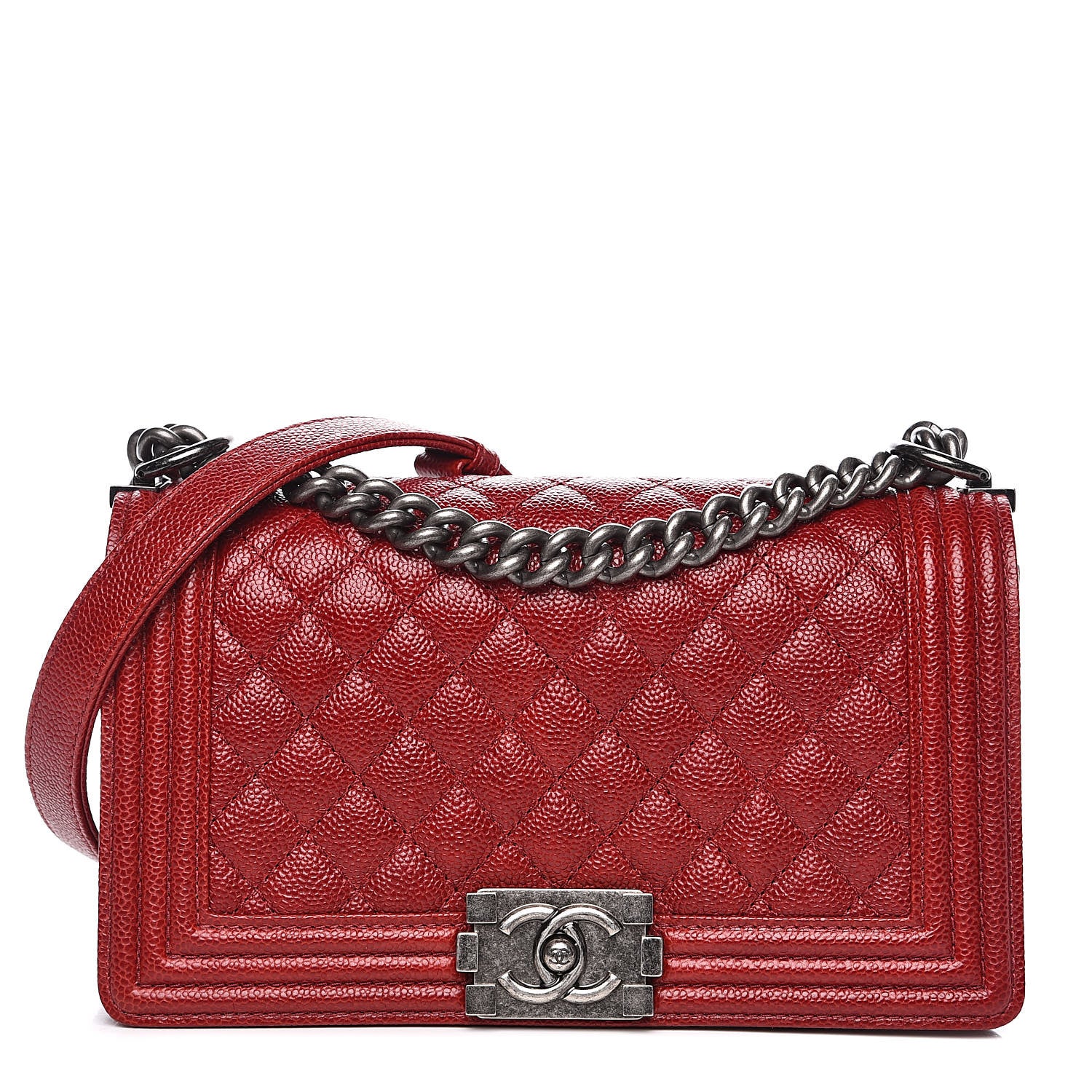 Chanel Caviar Quilted Medium Boy Flap Dark Red 1 of 15