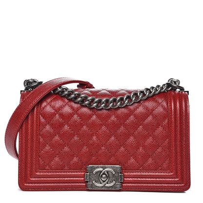 Chanel Caviar Quilted Medium Boy Flap Dark Red 1 of 15