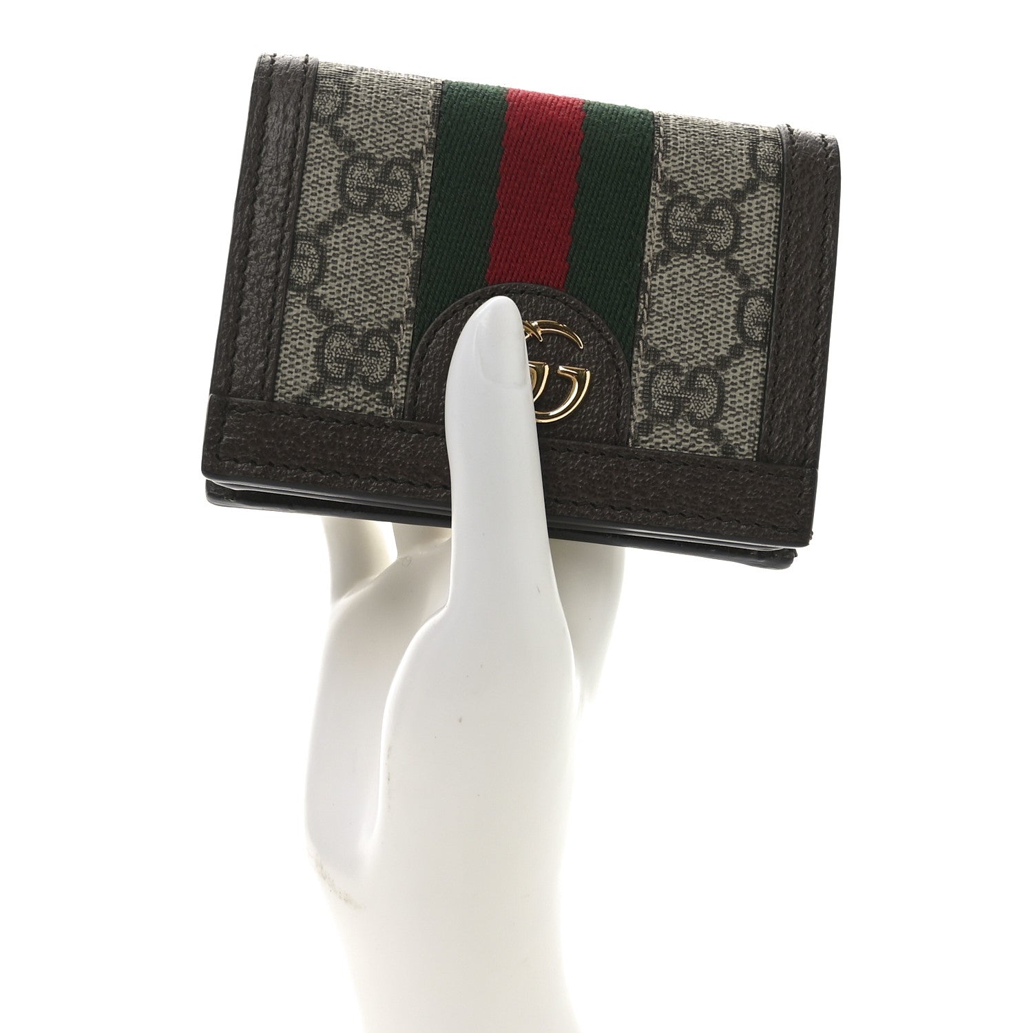 Gucci GG Supreme Monogram Web Ophidia Card Case Beige New Acero 2 of 7