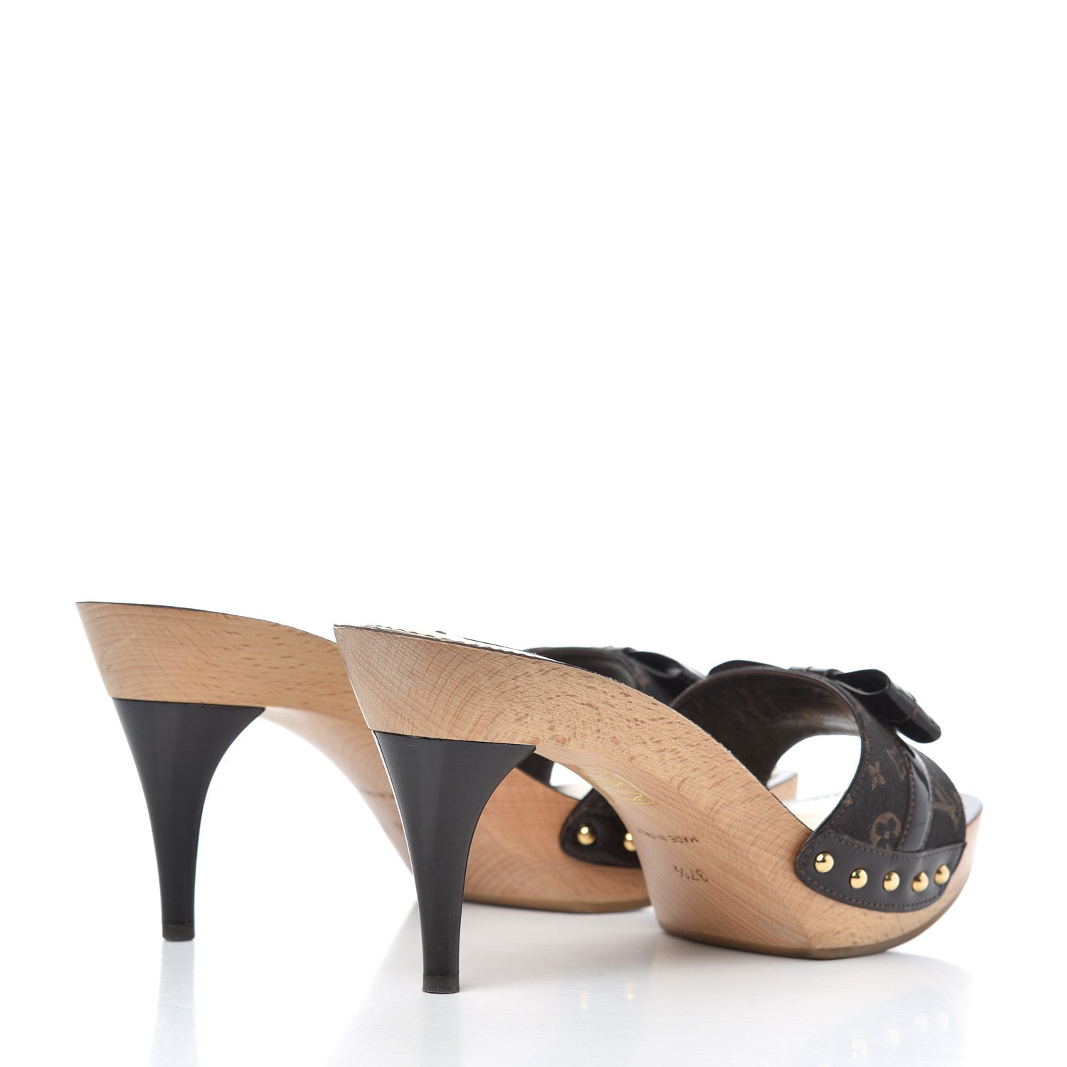 Louis Vuitton Monogram Idylle Patent Bow Mules 37.5 Fusain 4 of 14