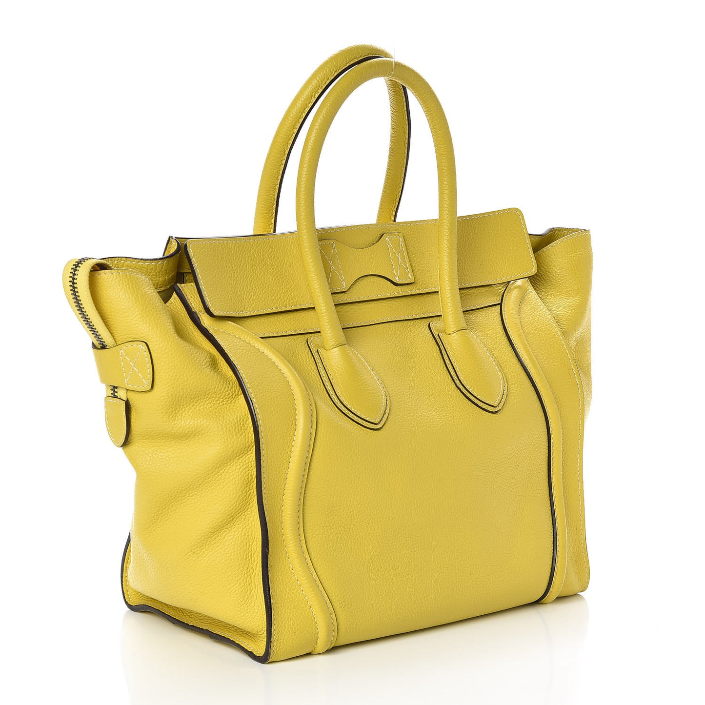 Drummed Calfskin Mini Luggage Chartreuse