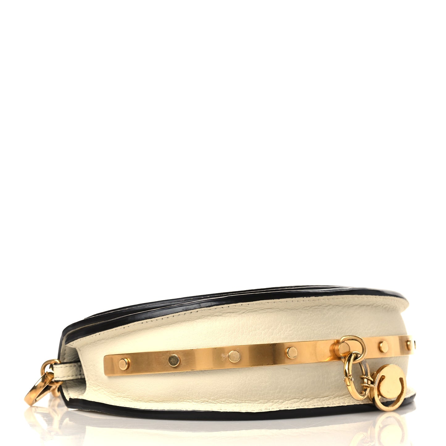 Calfskin Small Nile Bracelet Minaudiere Bag Off White