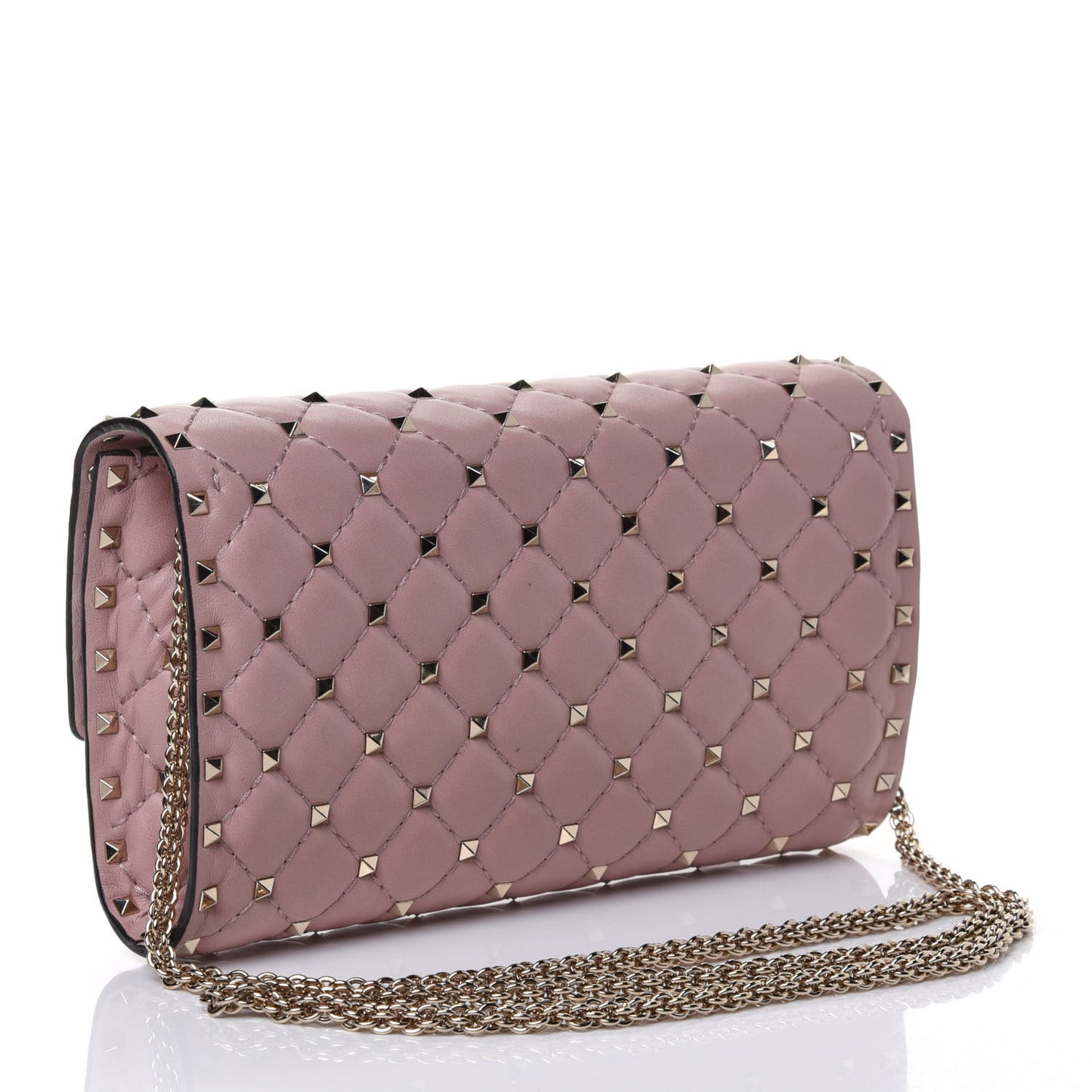 Nappa Rockstud Spike Wallet on Chain Lipstick