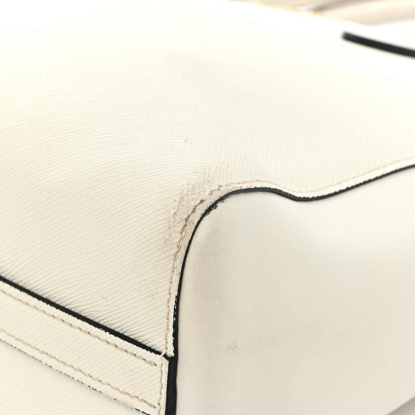 Saffiano Soft Calfskin Zippered Tote White