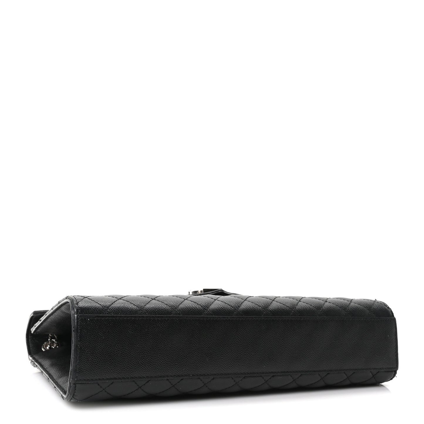 Grain De Poudre Textured Mixed Matelasse Large Triquilt Monogram Satchel Black