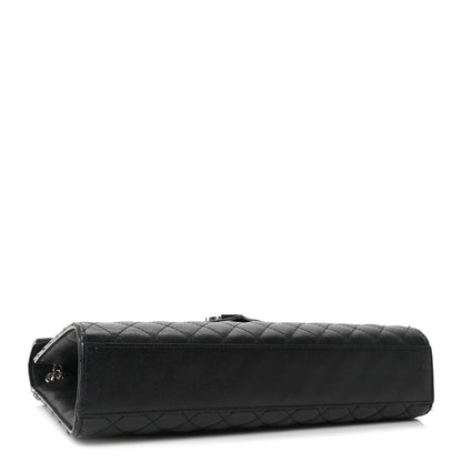 Saint Laurent Grain De Poudre Textured Mixed Matelasse Large Triquilt Monogram Satchel Black 3 of 9