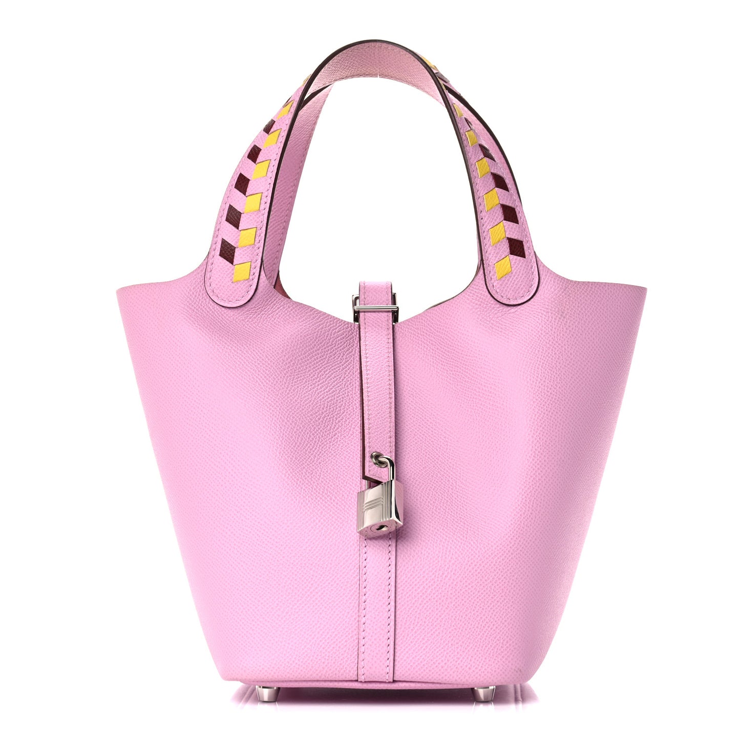 Epsom Tressage De Cuir Picotin Lock 18 PM Mauve Sylvestre Rouge H Jaune De Naples