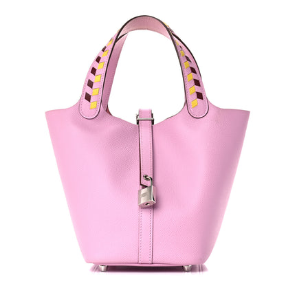 Hermes Epsom Tressage De Cuir Picotin Lock 18 PM Mauve Sylvestre Rouge H Jaune De Naples 1 of 11