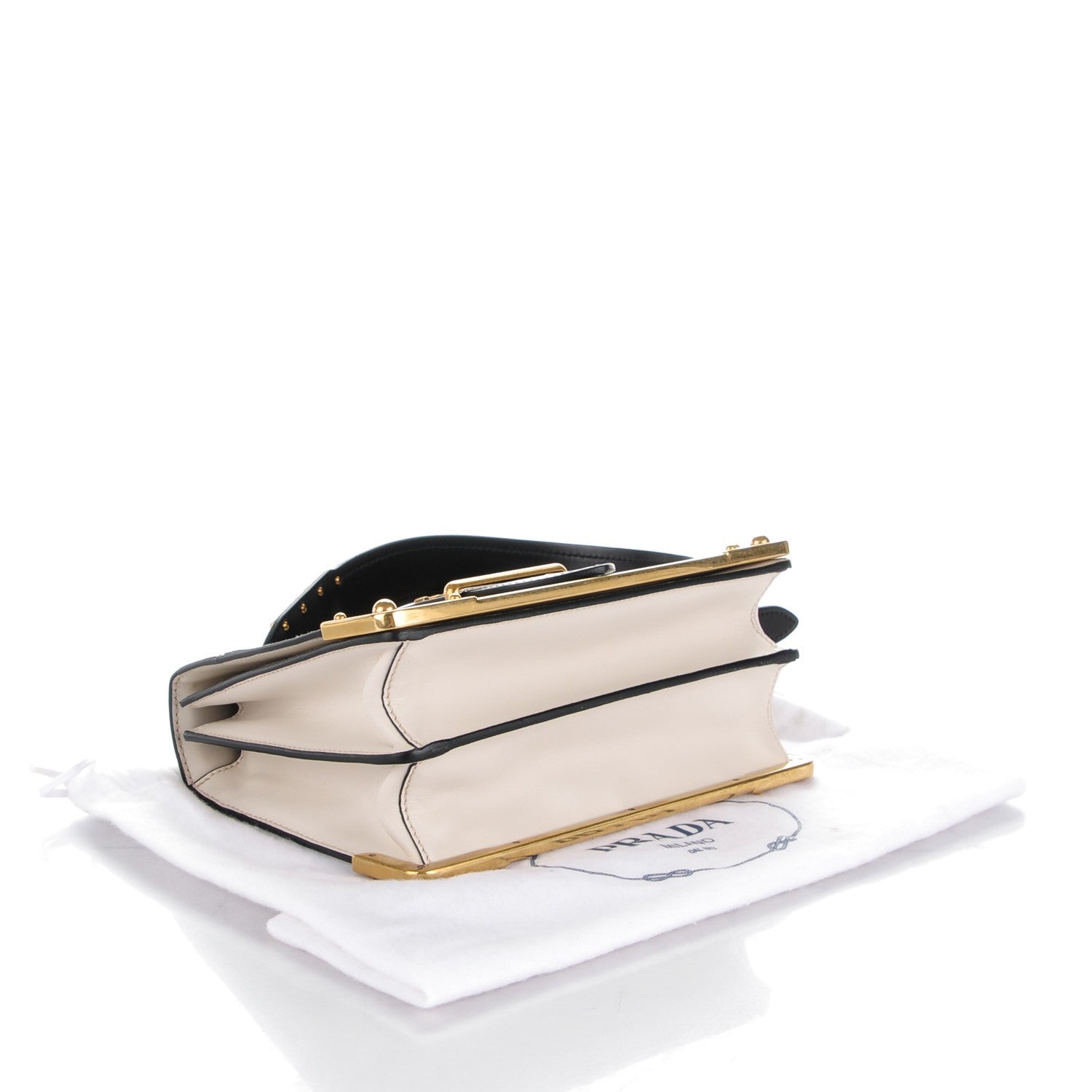 Prada City Calf Saffiano Cahier Bag Talco Black 4 of 7