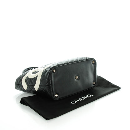 Chanel Calfskin Quilted Large Cambon Tote Black White 4 of 7