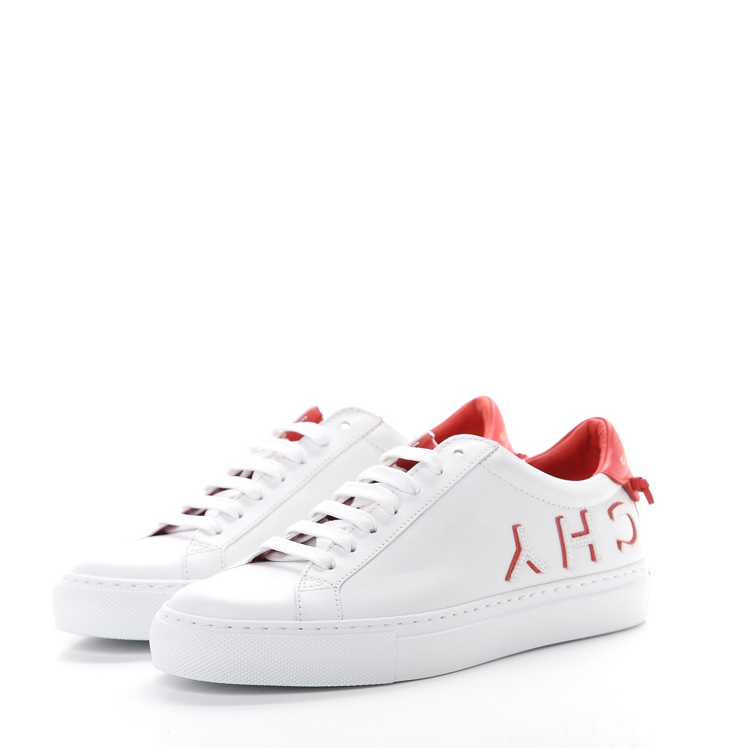 Givenchy Calfskin Reverse Logo Womens Urban Street Sneakers 35.5 White Red 3 of 11