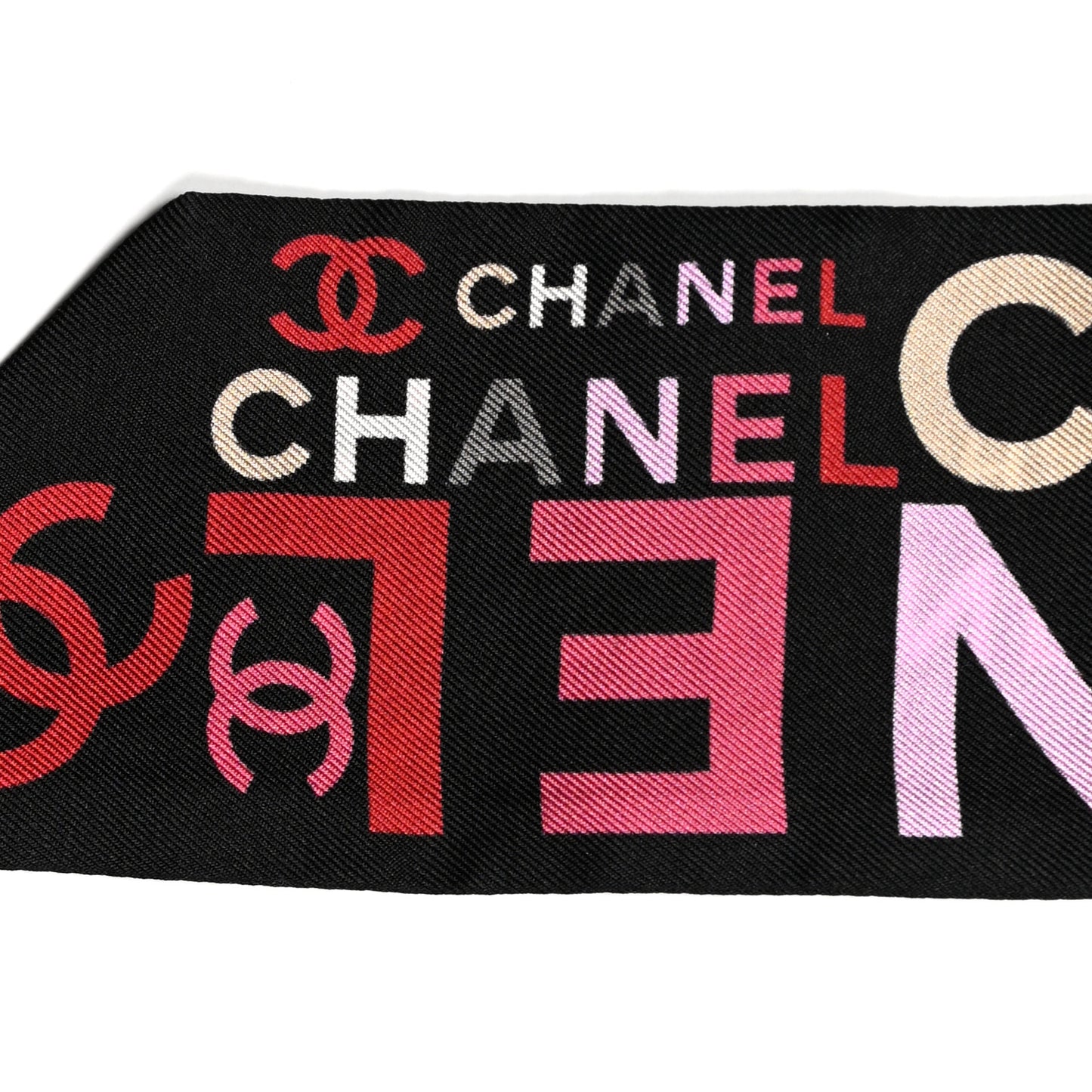 Silk Twill Slim Logo Bandeau Scarf Black